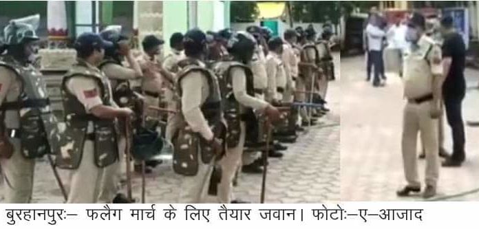बिगडते स्वहार्द को साधने के लिएपुलिस प्रशासन हुआ सख्त निकाला फलैग मार्च