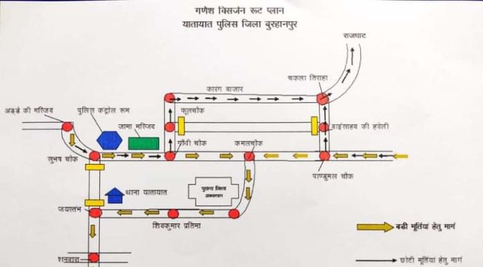प्रतिमा विसर्जन को लेकर रूट मैप जारीसमय का नहीं किया गया निर्धारण