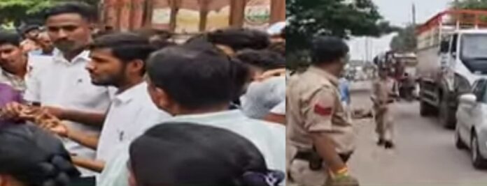 निमाड़ वैली स्कूल में एबीवीपी का हंगामा हाईवे किया जाम