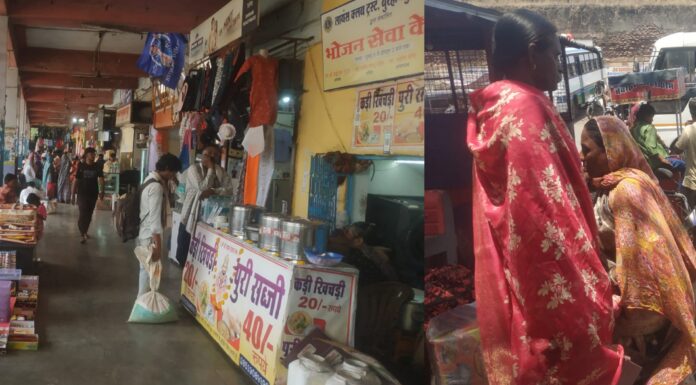 बस स्टैंड यात्री प्रतीक्षालय अतिक्रमण की चपेट में यात्री चिलचिलाती धूप में खड़े रहने को मजबूर